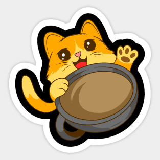 Caffeine Companion: Cat Holding a Mug of Coffee - Charming Tee for Cat Lovers Sticker